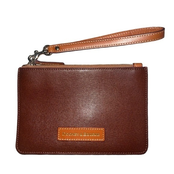 {NWOT Dooney & Bourke Saffiano Leather Zip Wristlet Wallet in Brown} - Picture 1 of 10